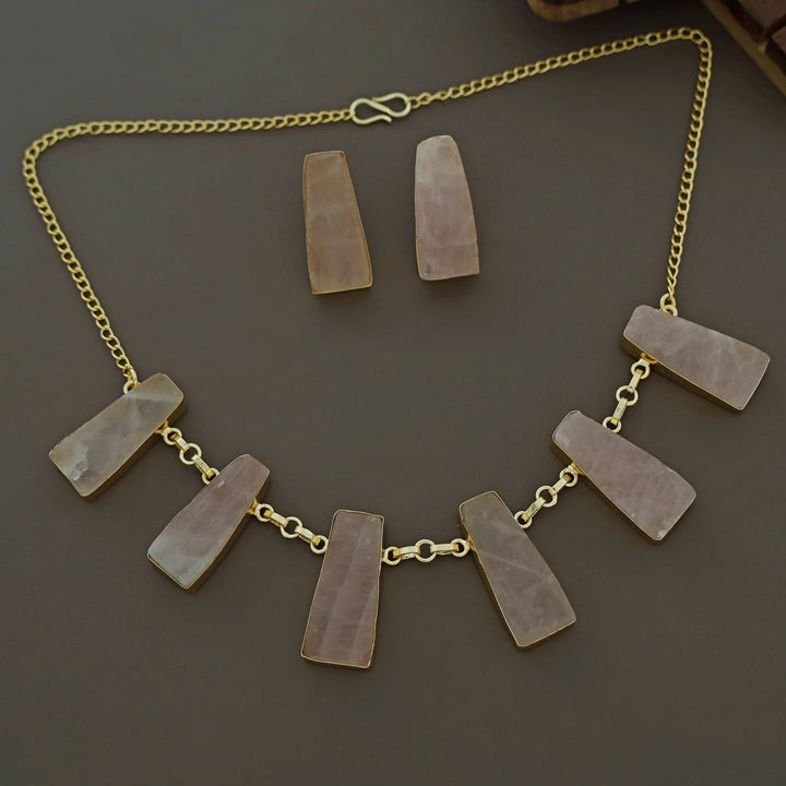 Seraphina 6 Raw Stone Neckpiece With Earring
