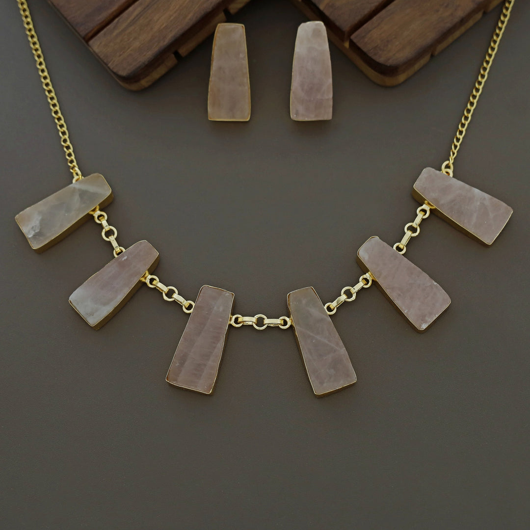Seraphina 6 Raw Stone Neckpiece With Earring