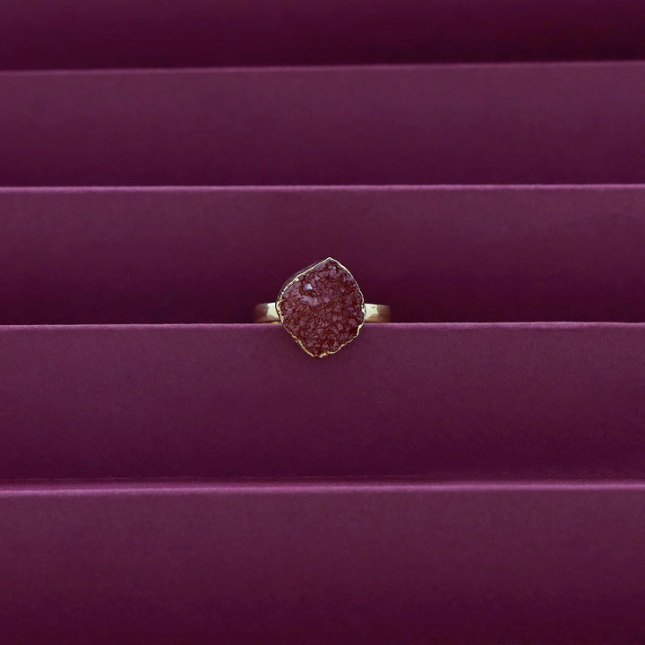 Golden Electro Plated Druzy Stone Ring