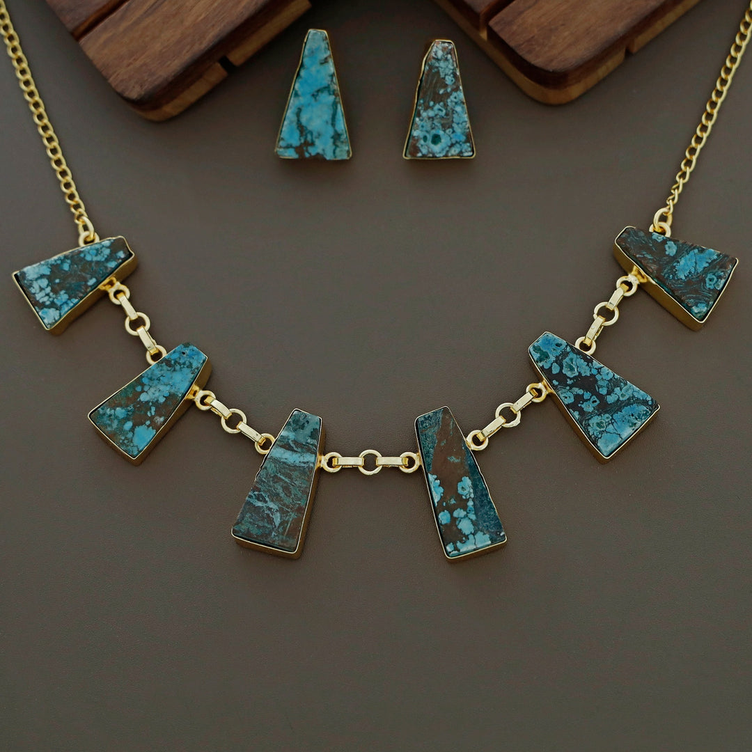 Seraphina 6 Raw Stone Neckpiece With Earring