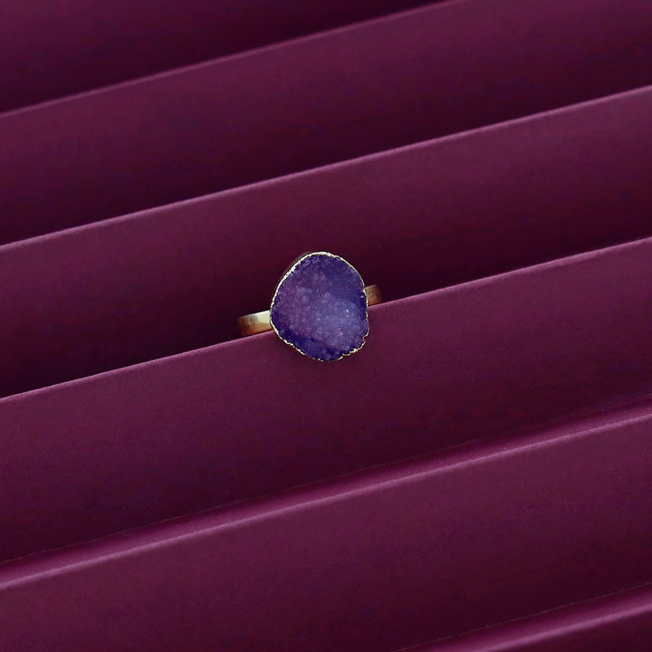 Golden Electro Plated Druzy Stone Ring