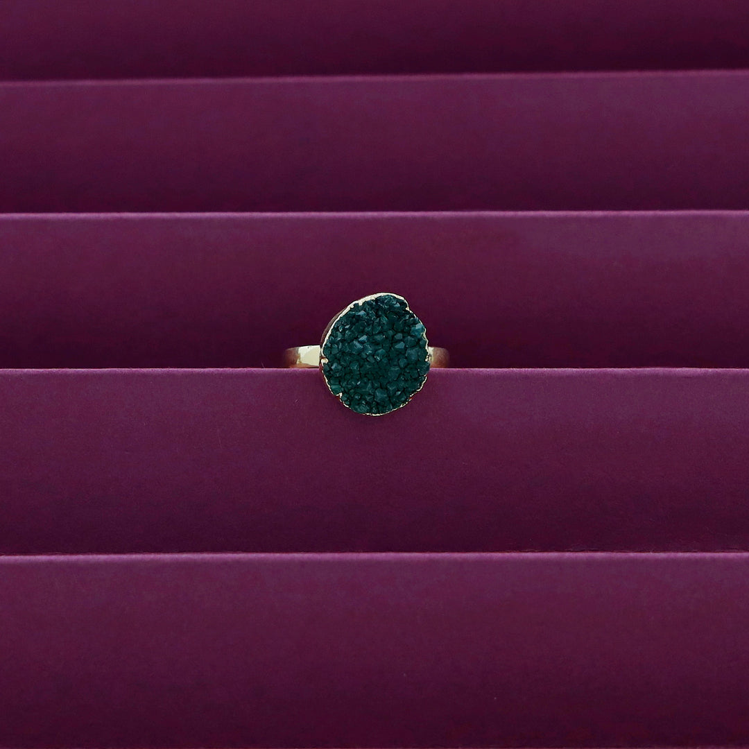 Golden Electro Plated Druzy Stone Ring