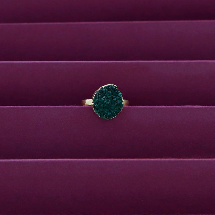 Golden Electro Plated Druzy Stone Ring
