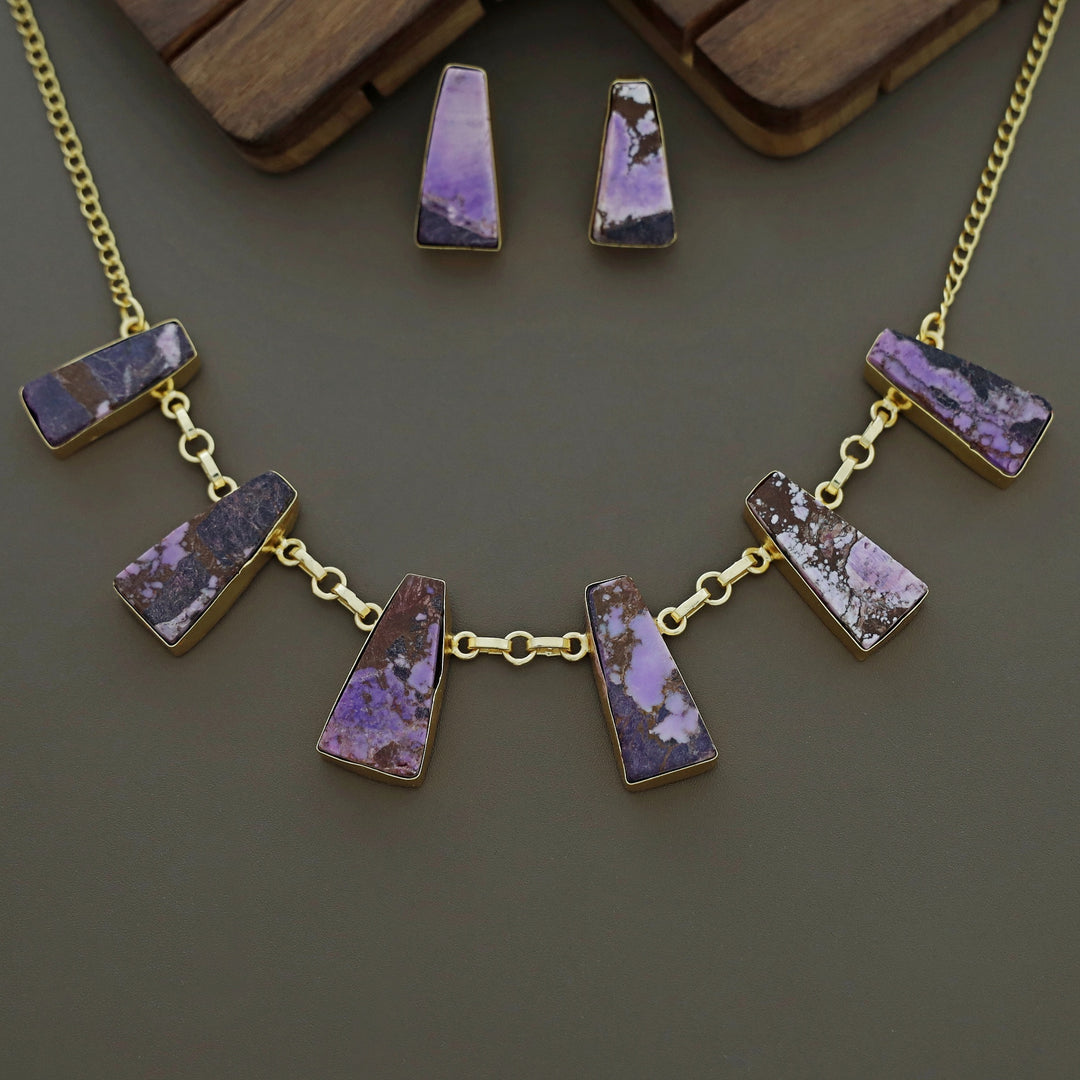 Seraphina 6 Raw Stone Neckpiece With Earring