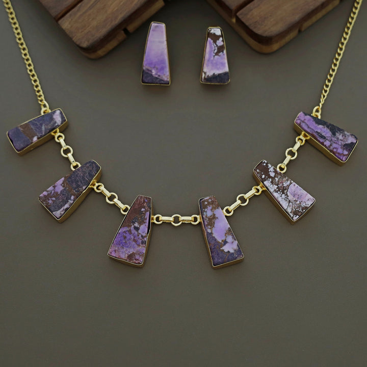 Seraphina 6 Raw Stone Neckpiece With Earring