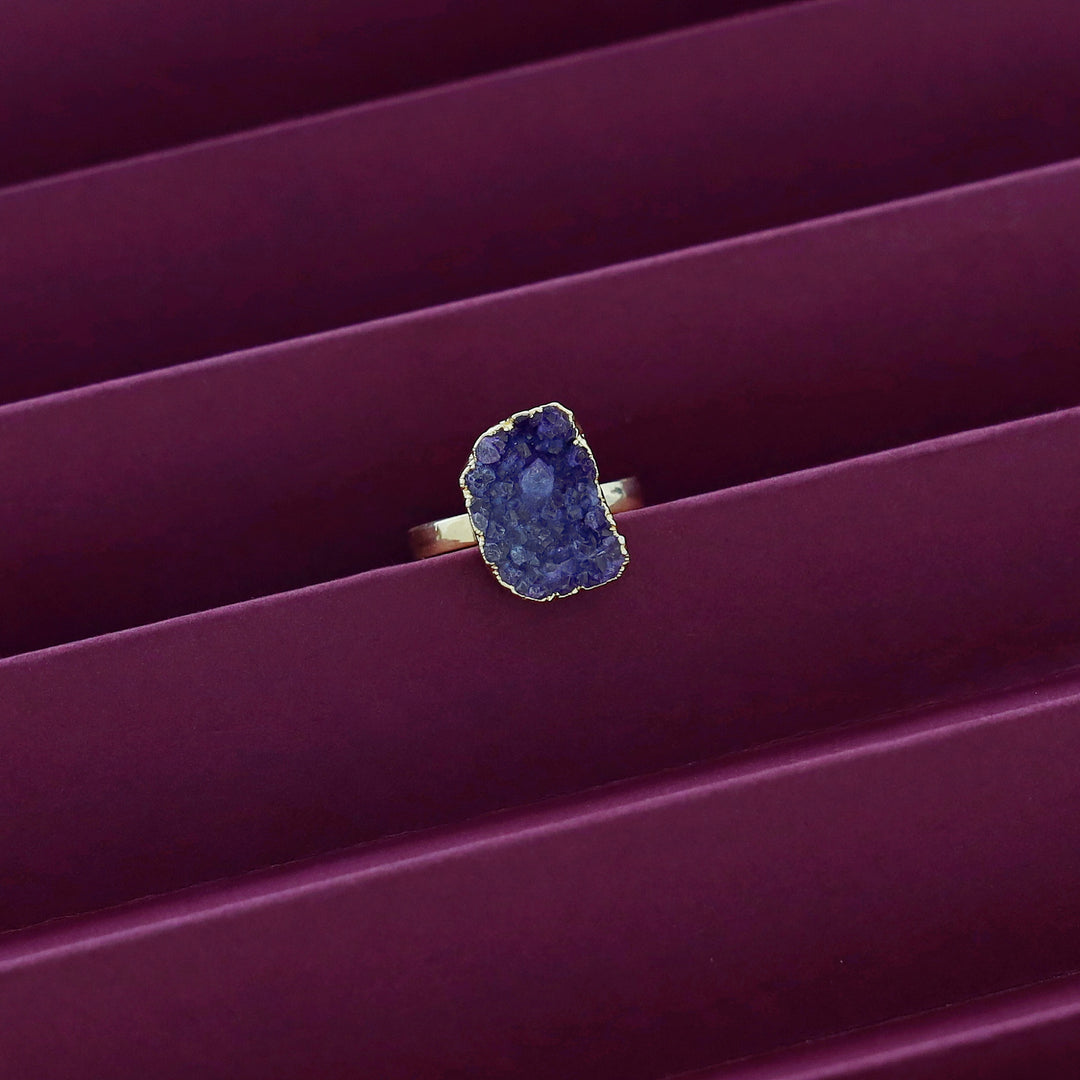 Golden Electro Plated Druzy Stone Ring