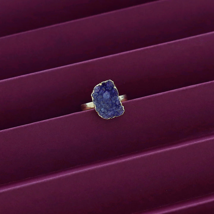 Golden Electro Plated Druzy Stone Ring