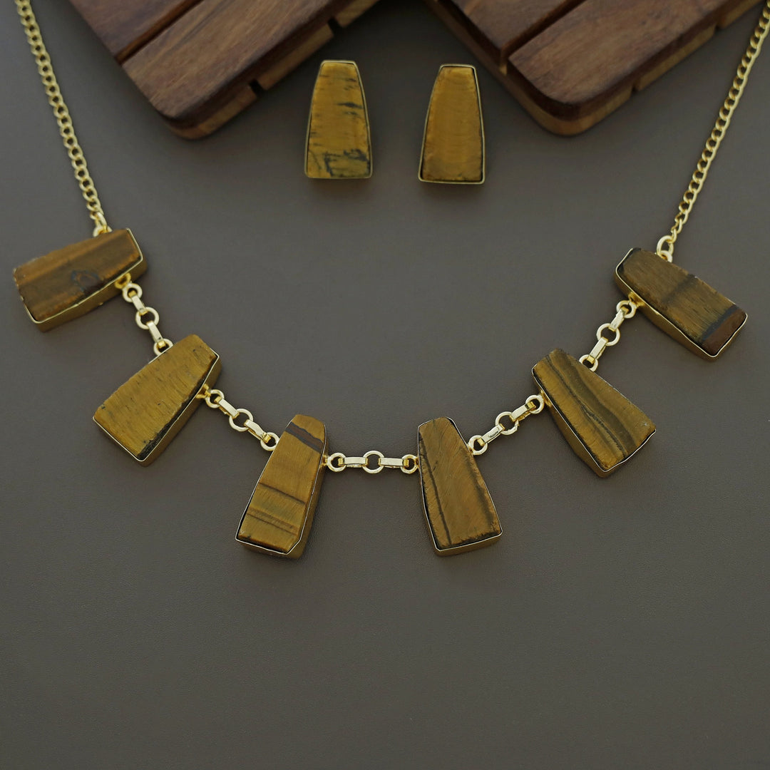 Seraphina 6 Raw Stone Neckpiece With Earring