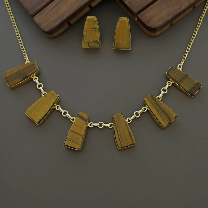 Seraphina 6 Raw Stone Neckpiece With Earring
