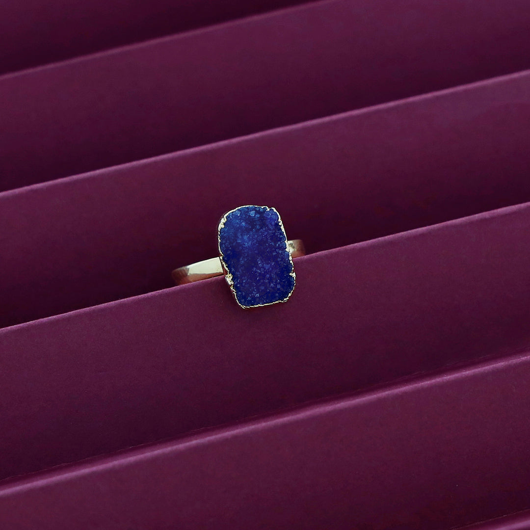 Golden Electro Plated Druzy Stone Ring