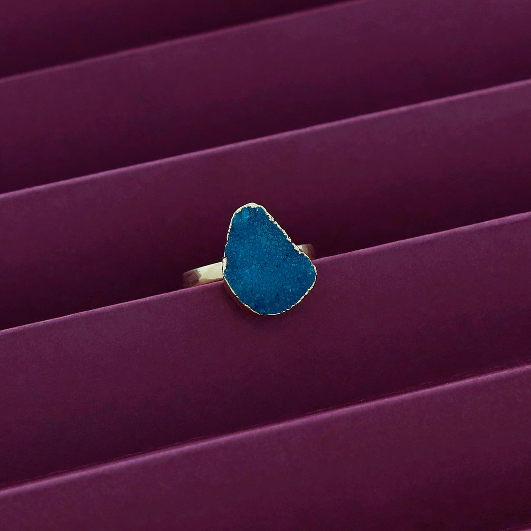 Golden Electro Plated Druzy Stone Ring
