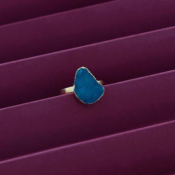 Golden Electro Plated Druzy Stone Ring