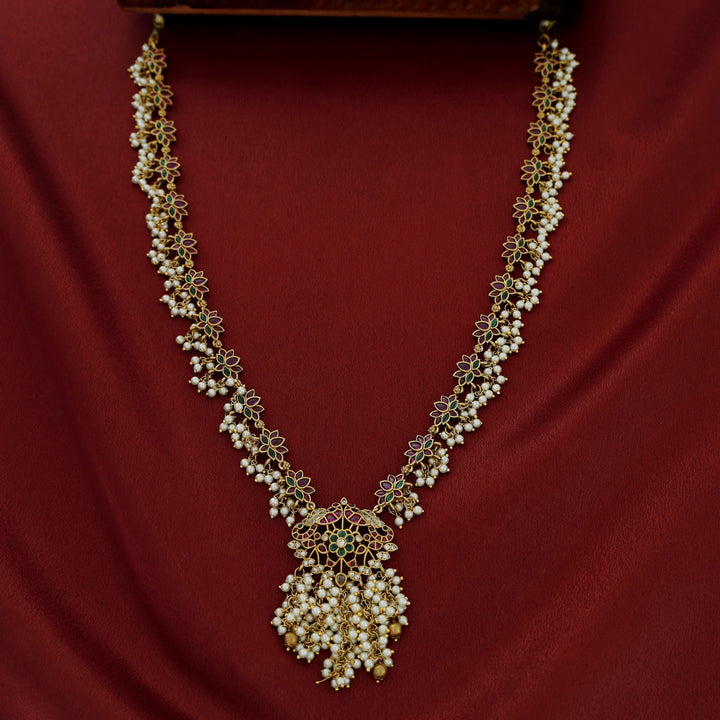 Manjula Lotus Pearl Long Neckpiece