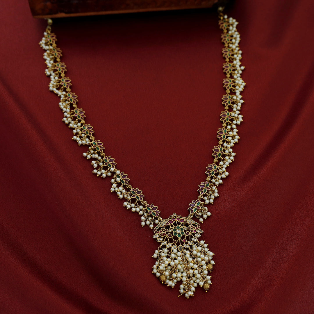 Manjula Lotus Pearl Long Neckpiece