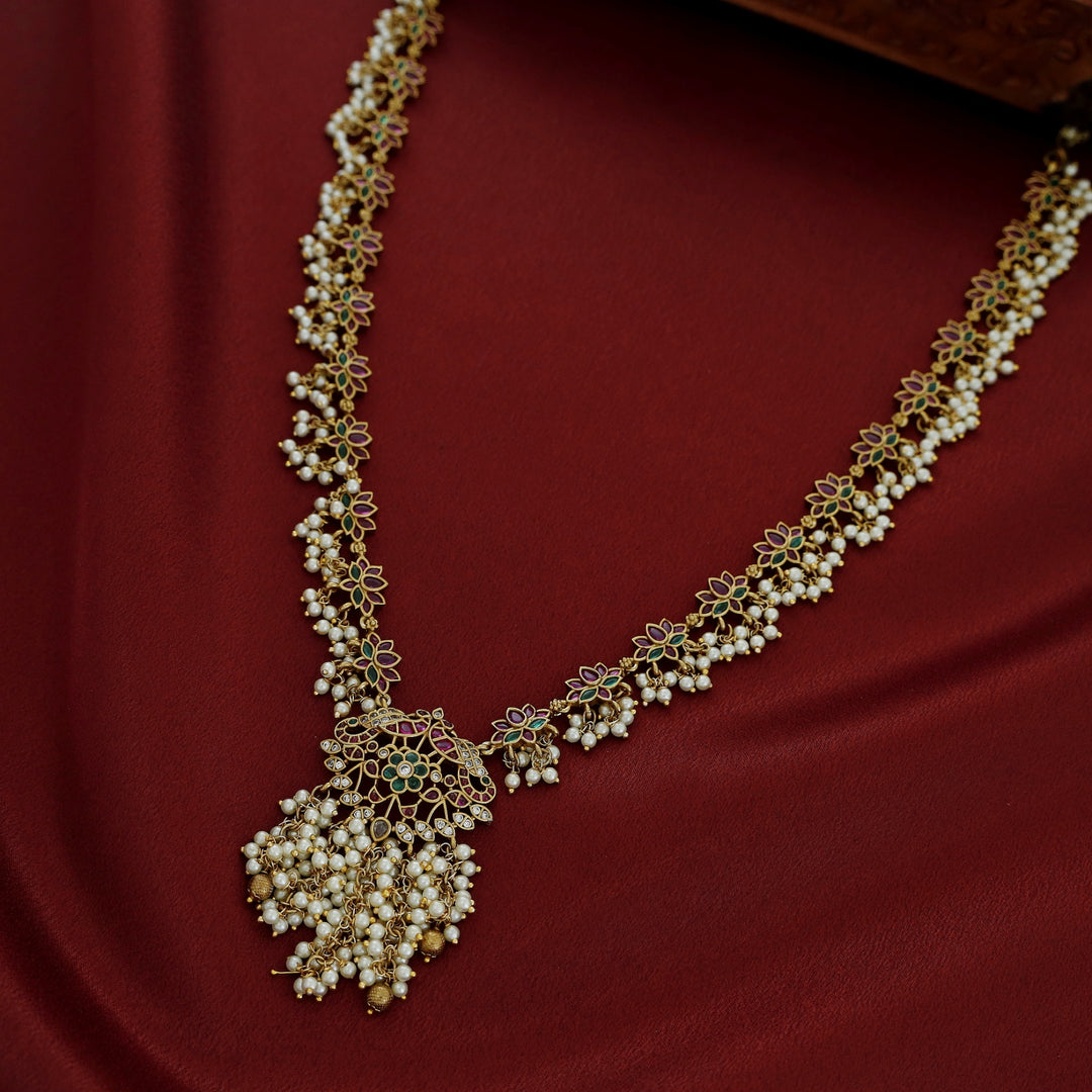 Manjula Lotus Pearl Long Neckpiece