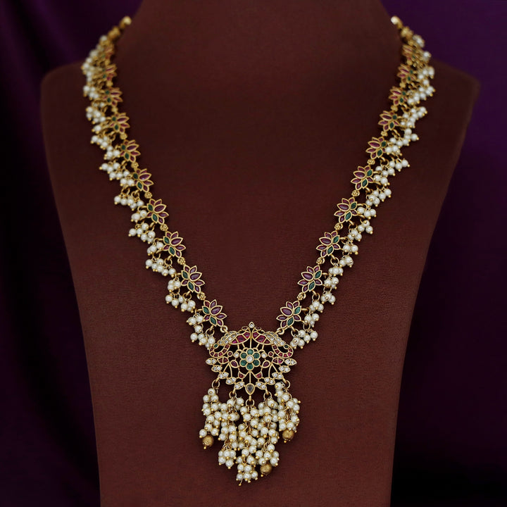 Manjula Lotus Pearl Long Neckpiece