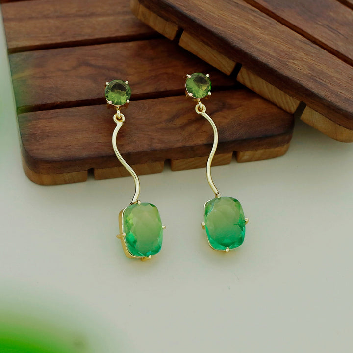 Josline Golden Wavy Rectangle Ametrine Earring