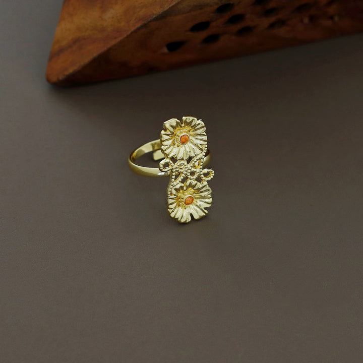Martha Dual Flower Glossy Stone Ring