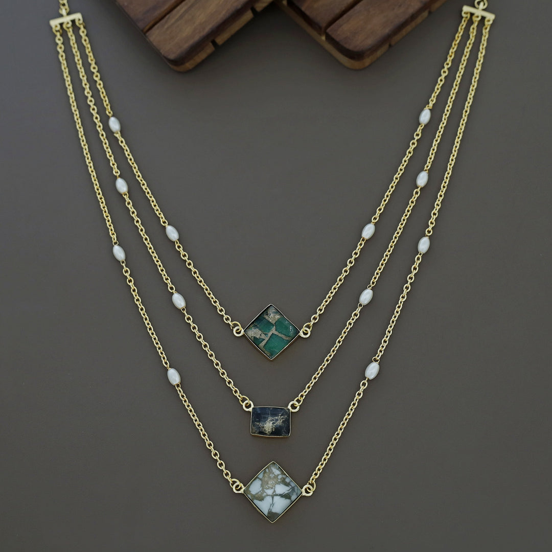 Avanea Golden 3 Layer Pearl Neckpiece