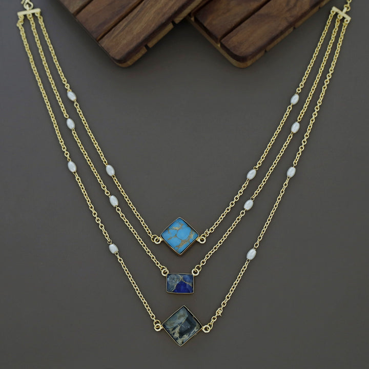 Avanea Golden 3 Layer Pearl Neckpiece