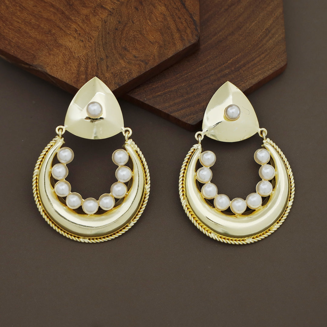 Akira Golden Half Moon Pearl Earring
