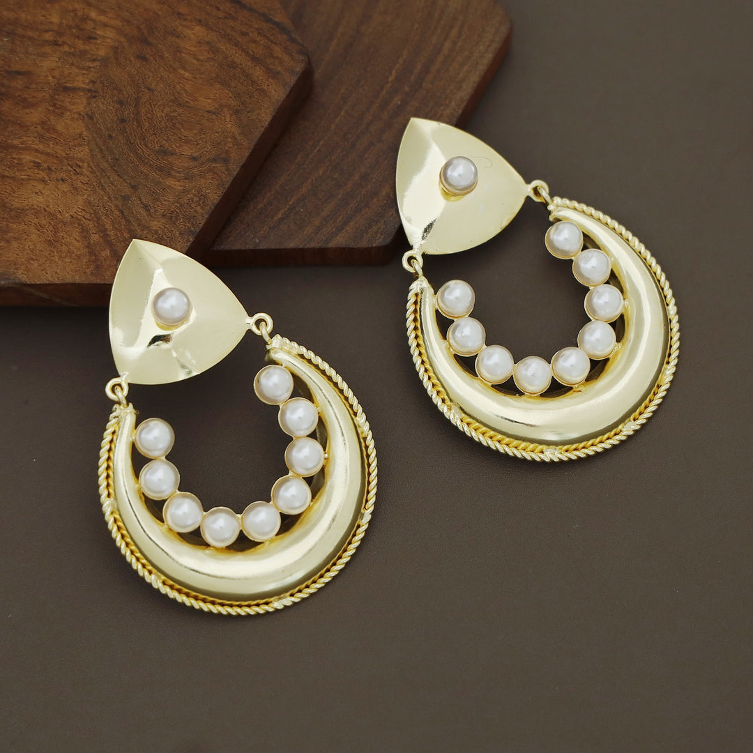 Akira Golden Half Moon Pearl Earring