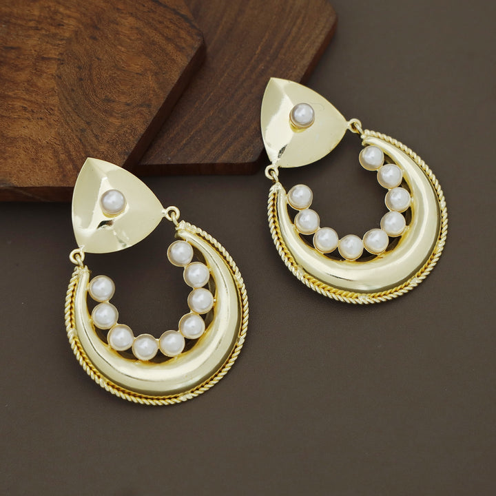 Akira Golden Half Moon Pearl Earring