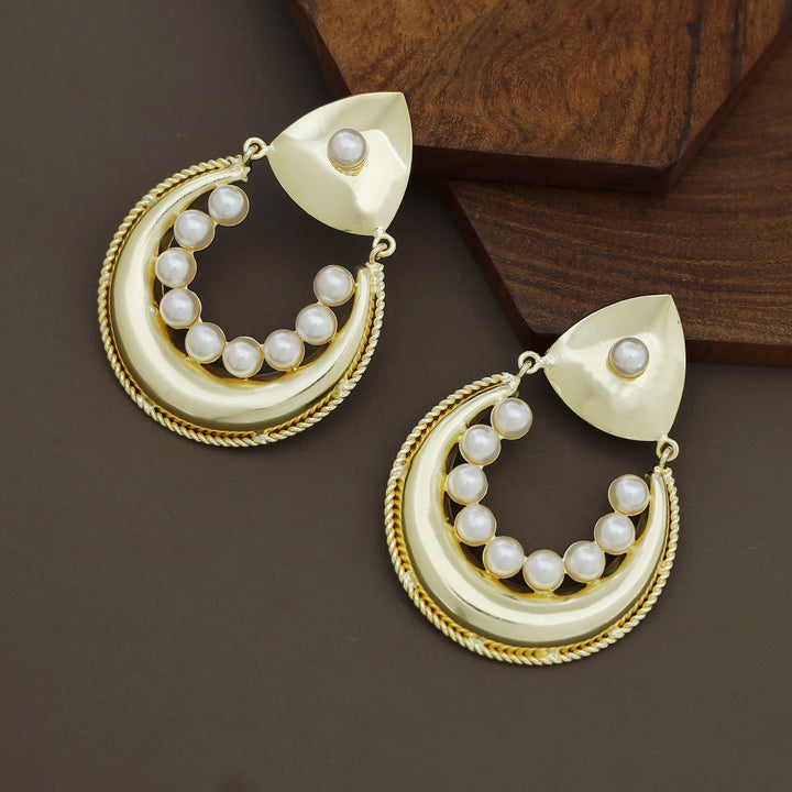Akira Golden Half Moon Pearl Earring