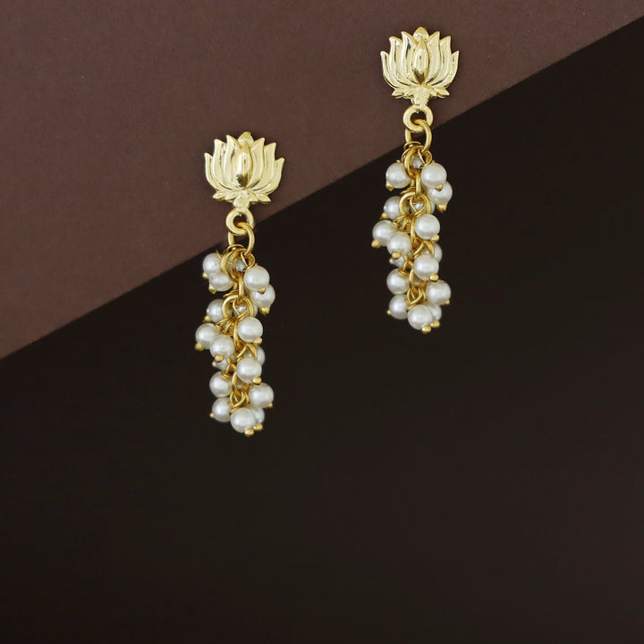 Harika Golden Lotus Cluster Pearl Earring