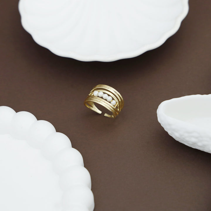 Jasleen Golden Pearl RIng