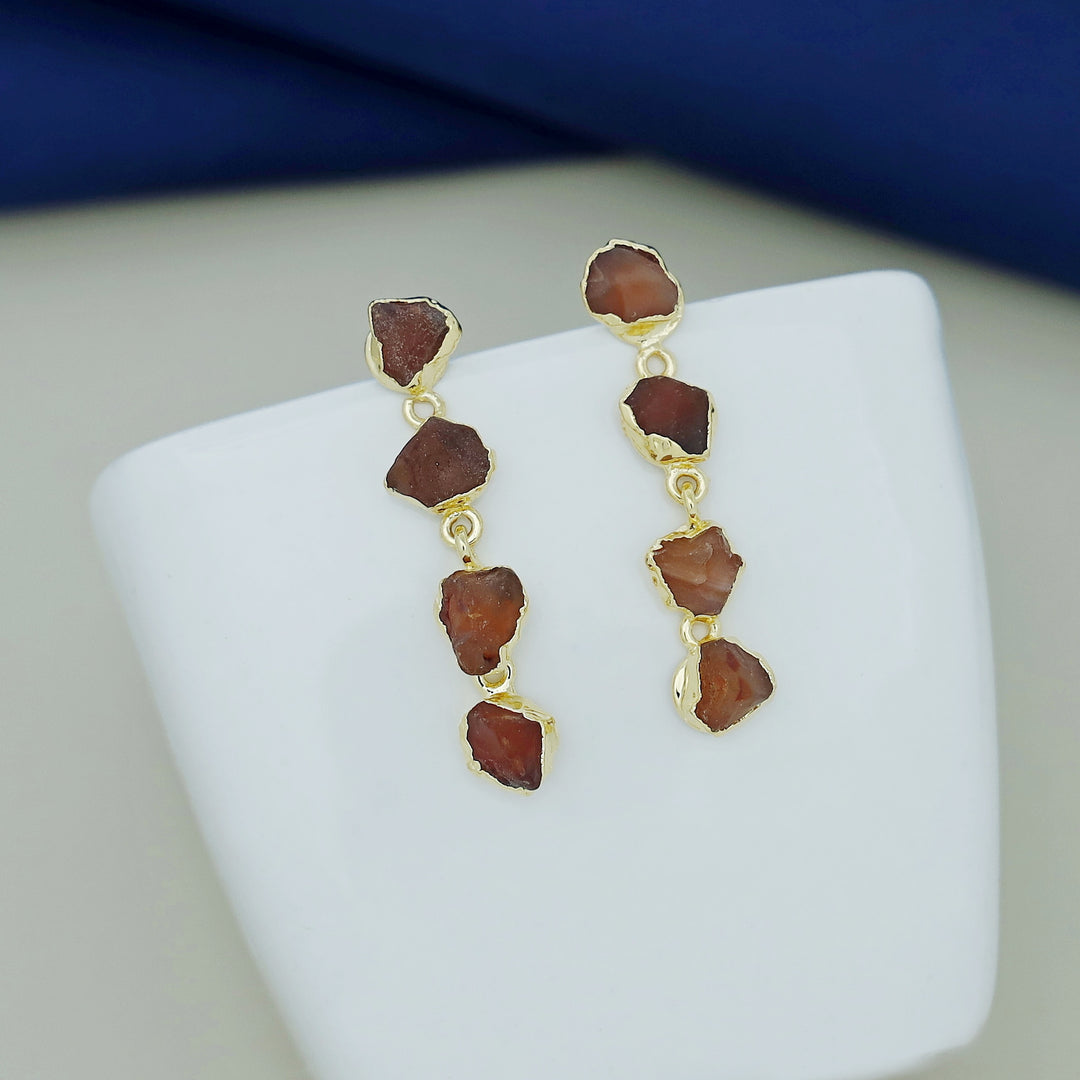 Tetra Electro Plated Raw Stone Earring