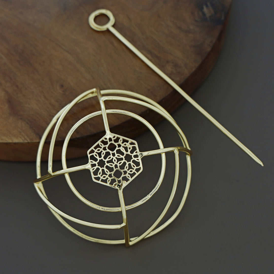 Emerie Golden Hair Bun Cage With Stick