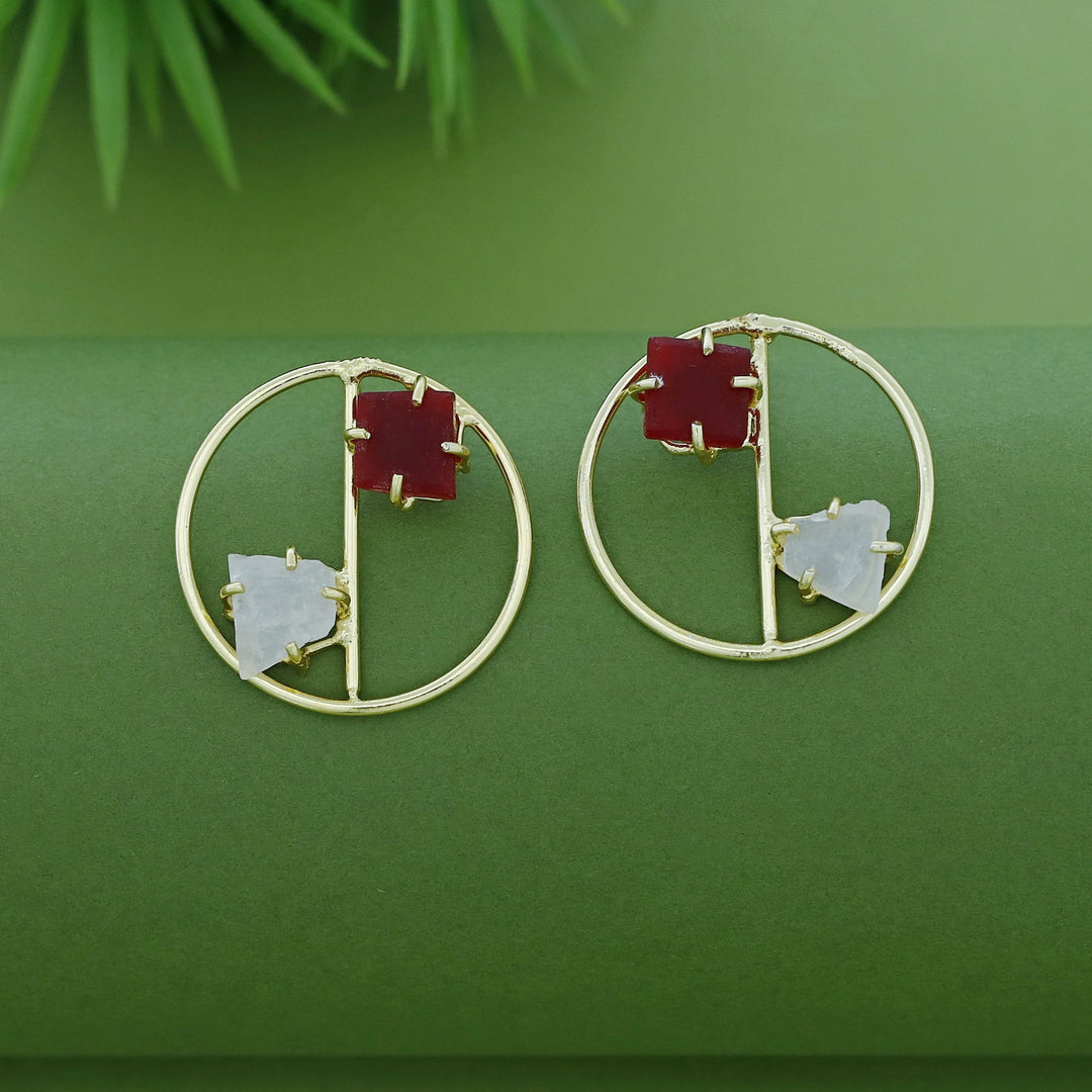 Golden Tiarah Raw Stone Earring