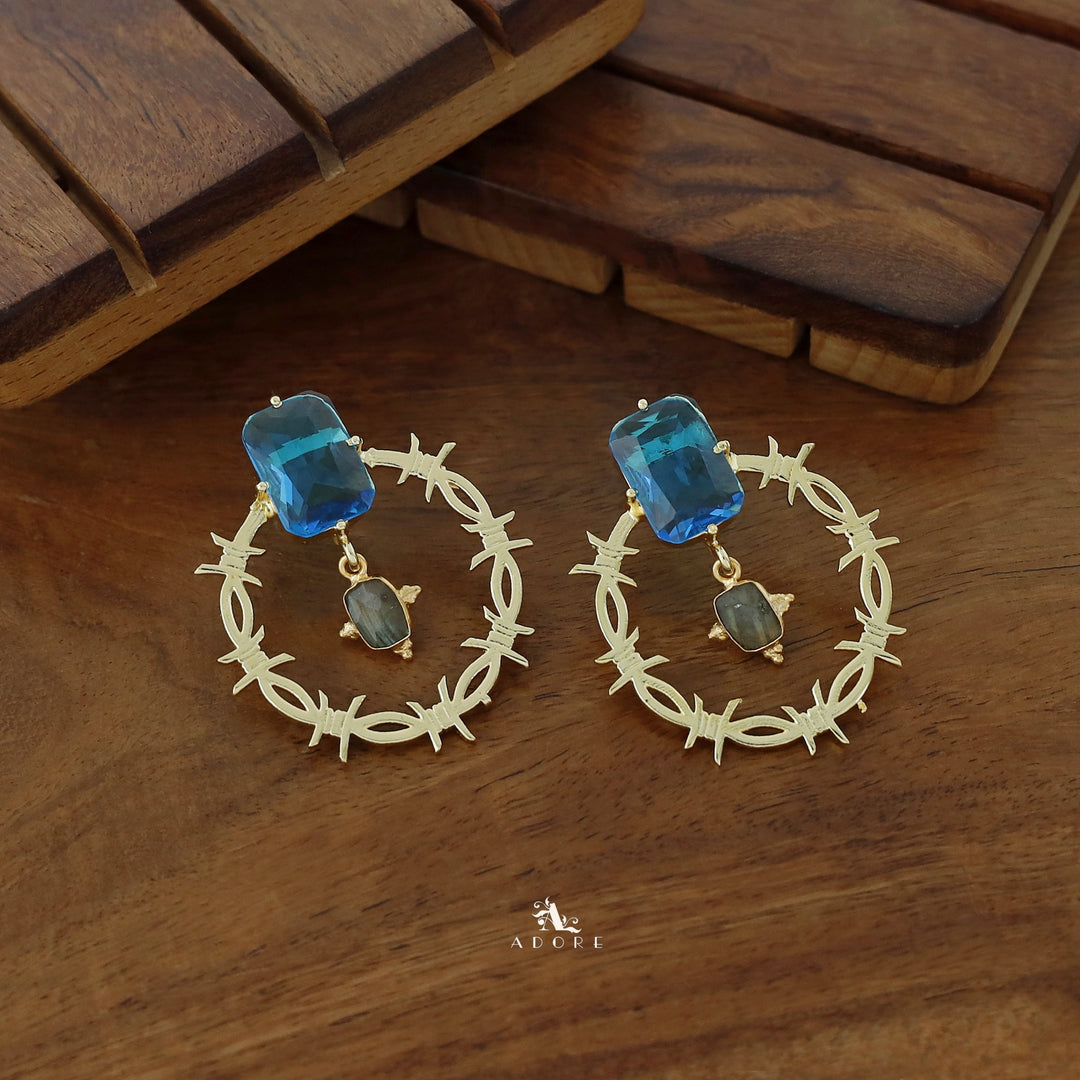 Darana Golden Rectangle Dual Glossy Earring
