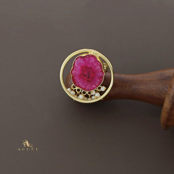 Mihika Round Agate with Pearl Ring