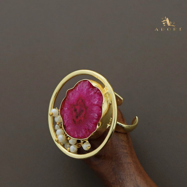Mihika Round Agate with Pearl Ring