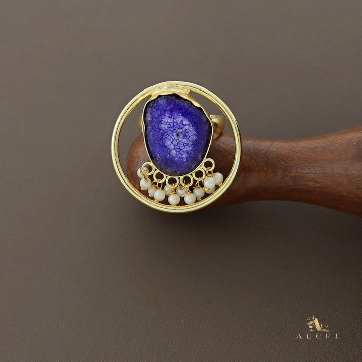 Mihika Round Agate with Pearl Ring