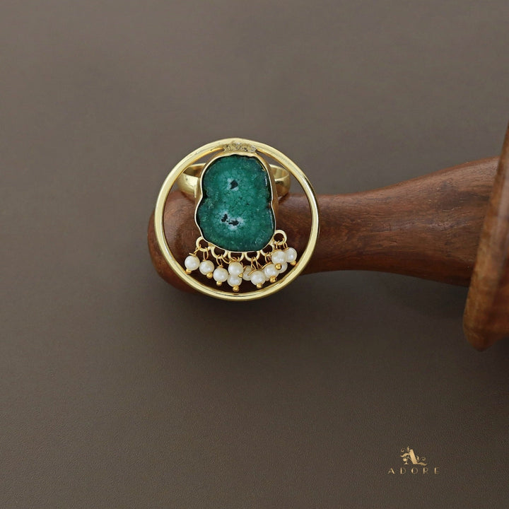 Mihika Round Agate with Pearl Ring