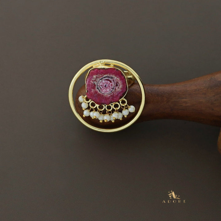Mihika Round Agate with Pearl Ring