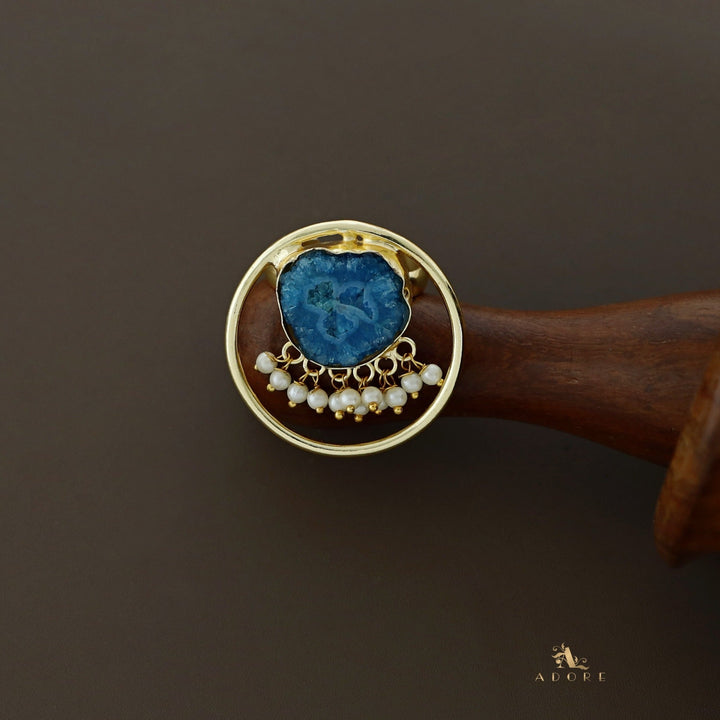 Mihika Round Agate with Pearl Ring