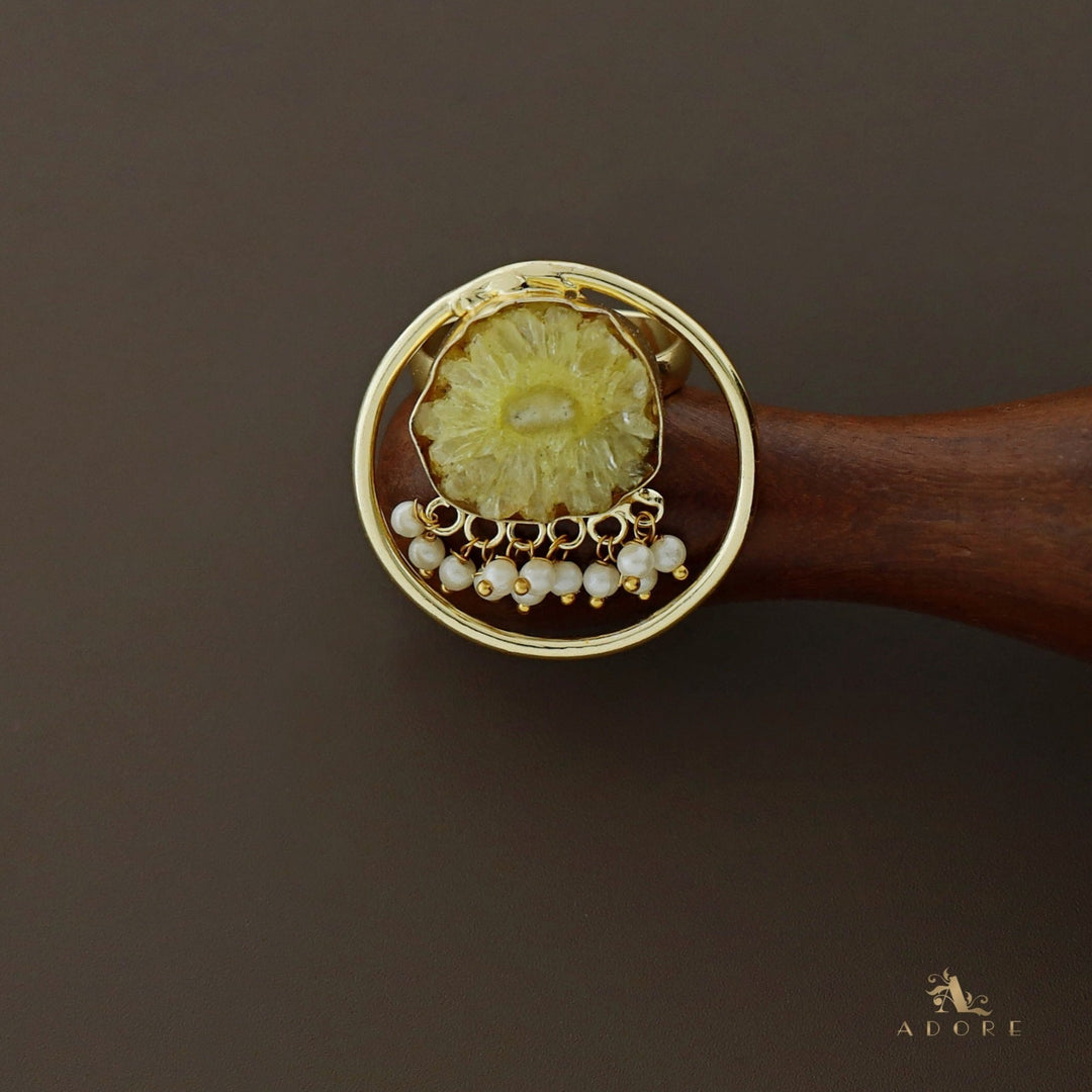 Mihika Round Agate with Pearl Ring