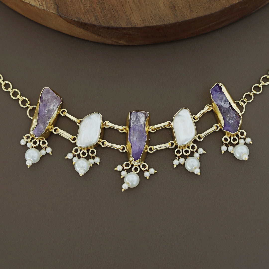 Bethany Raw Stone With Baroque Choker
