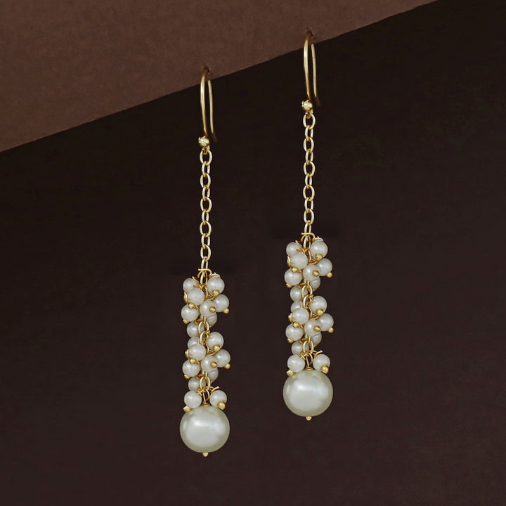 Jewel Golden Chainy Cluster Pearl Drop
