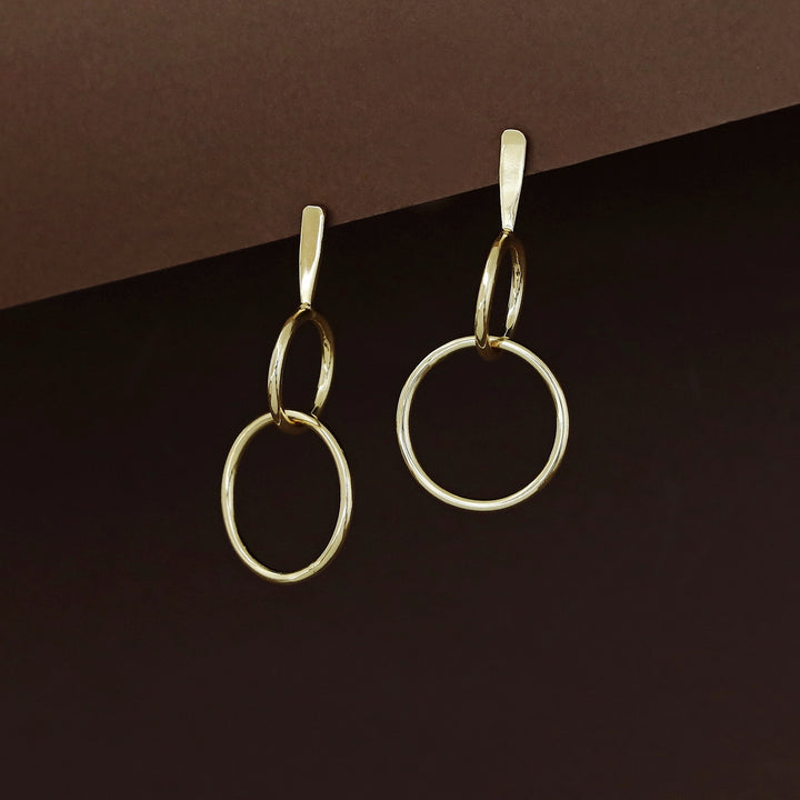 Ashbella Golden Dual Circle Earring