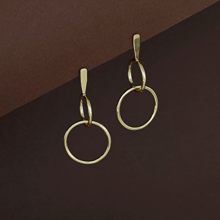 Ashbella Golden Dual Circle Earring