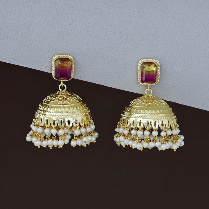 Sangria Golden Pearl Jhumka