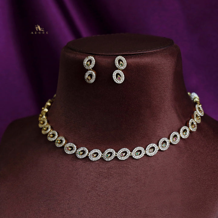 Sargam Short AD Neckpiece With Earring