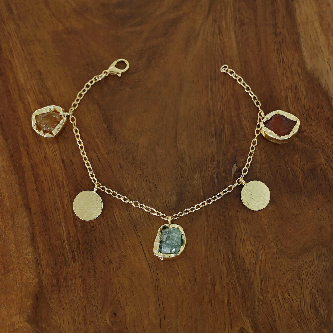 Lyricsa Raw Stone Coin Bracelet
