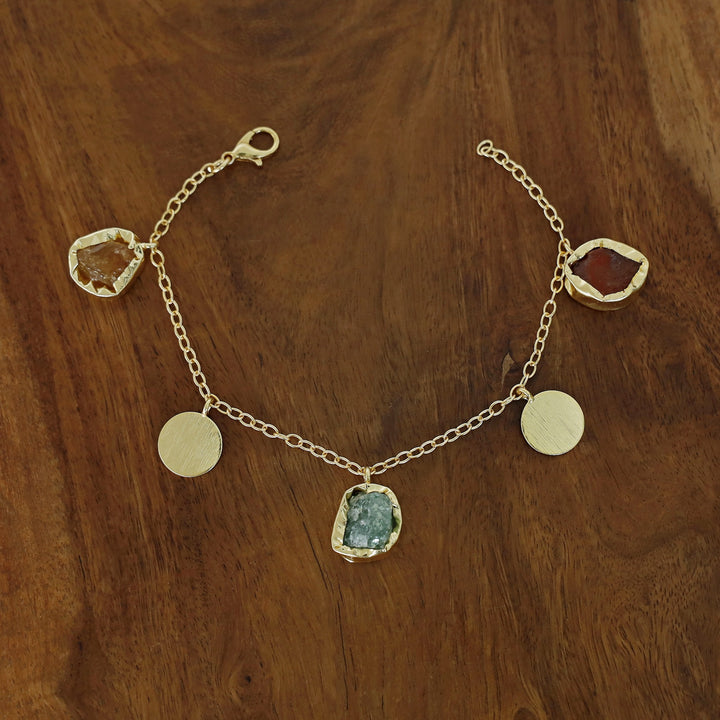 Lyricsa Raw Stone Coin Bracelet