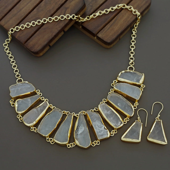 Bellavo Raw Stone Neckpiece With Earring